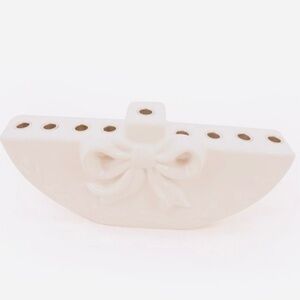 Target Bullseye Playground Hanukkah White Bow Ceramic Menorah